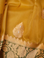 Handwoven Yellow Banarasi Organza Silk Saree