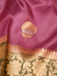 Handwoven Onion Pink Banarasi Organza Silk Saree