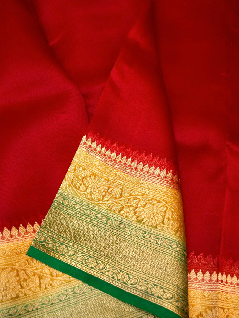 Handwoven Red Banarasi Organza Silk Saree