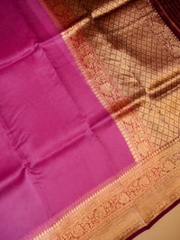 Handwoven Pink Banarasi Organza Silk Saree