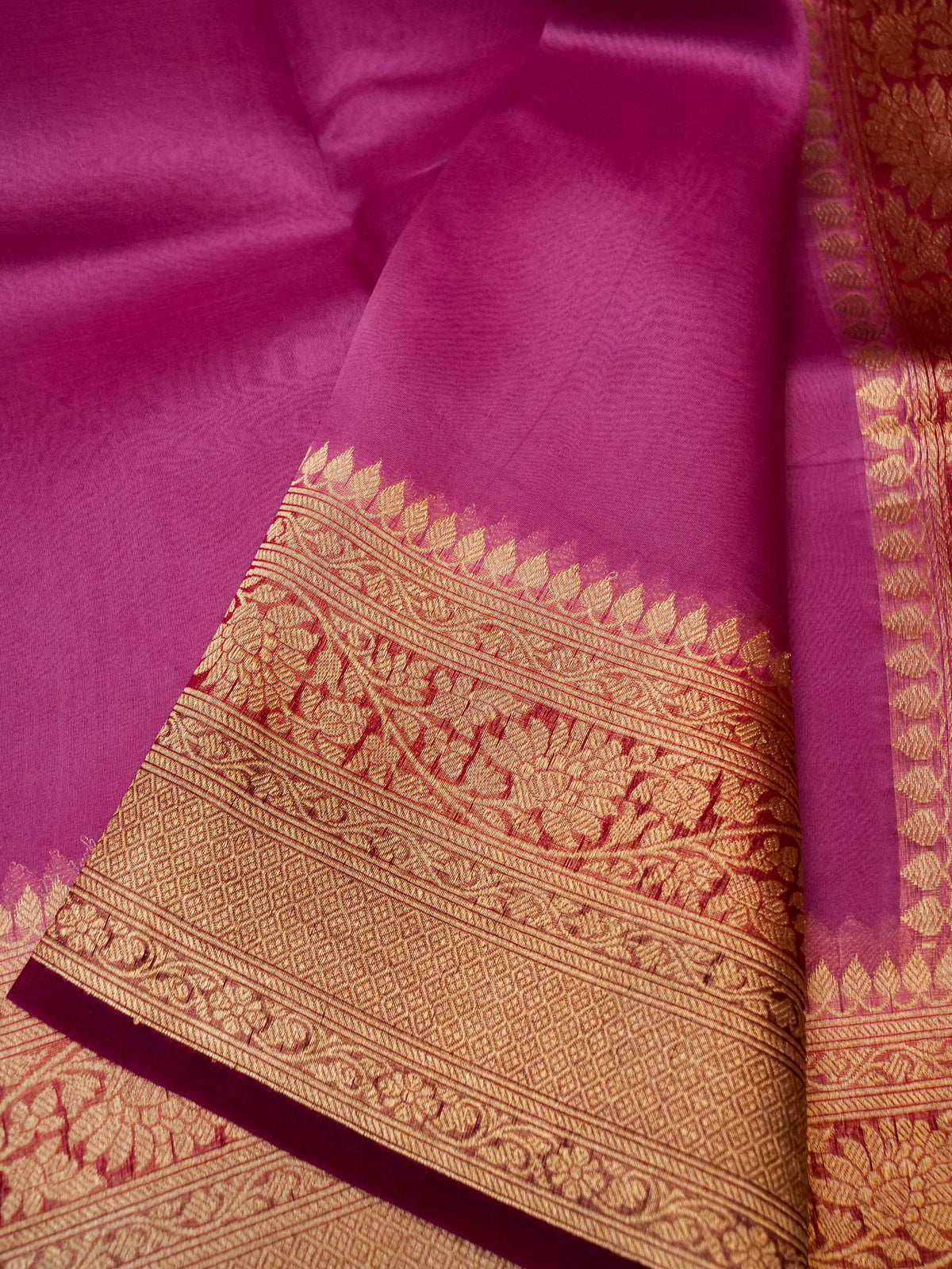 Handwoven Pink Banarasi Organza Silk Saree