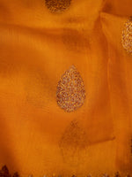 Handwoven Yellow Banarasi Organza Silk Saree