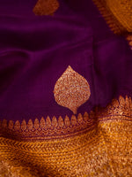 Handwoven Dark Purple  Banarasi Organza Silk Saree