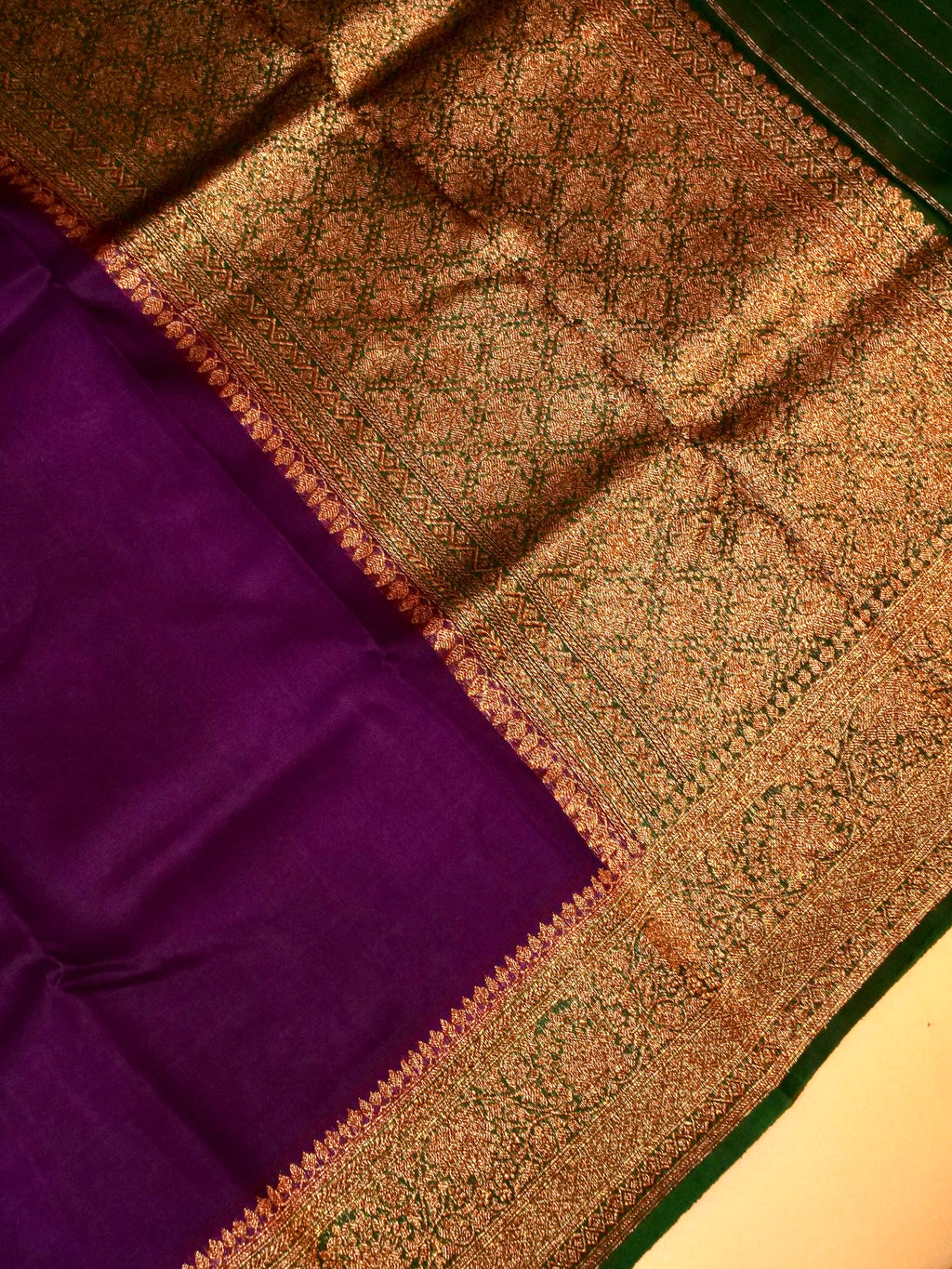 Handwoven Dark Purple  Banarasi Organza Silk Saree