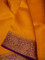 Handwoven Yellow Banarasi Organza Silk Saree