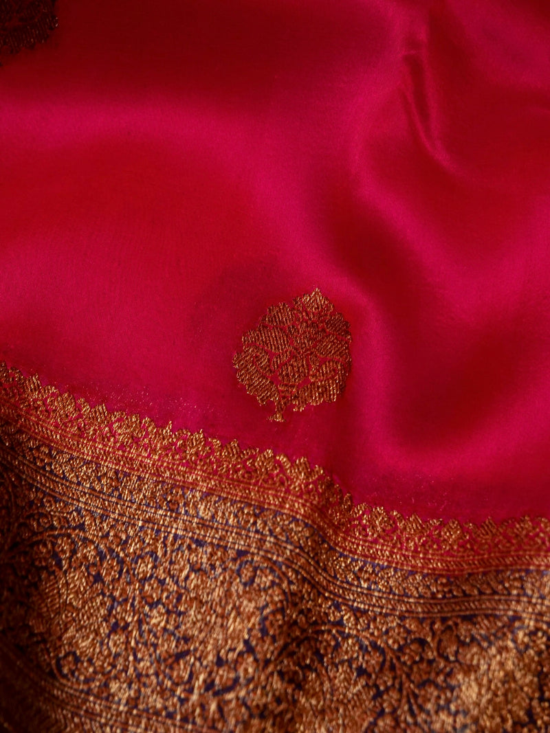 Handwoven Pink  Banarasi Organza Silk Saree