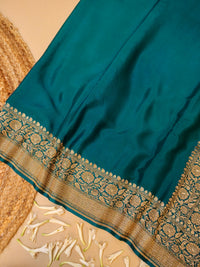 Handwoven Teal Blue Banarasi Crepe Georgette Saree