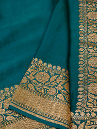 Handwoven Teal Blue Banarasi Crepe Georgette Saree