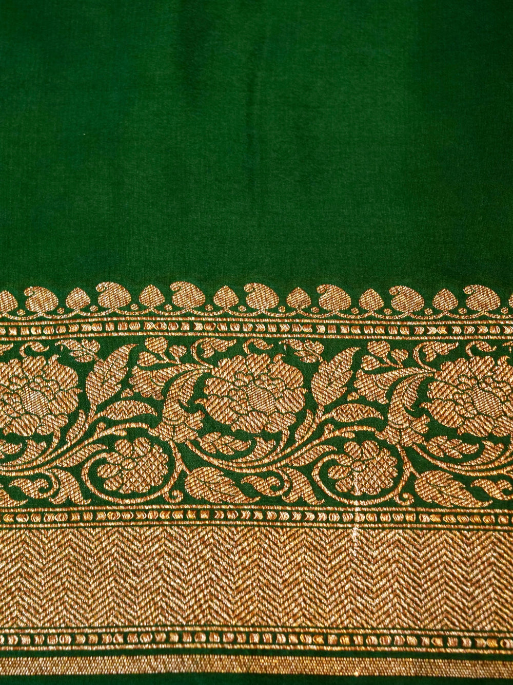 Handwoven Dark Green Banarasi Crepe Georgette Saree