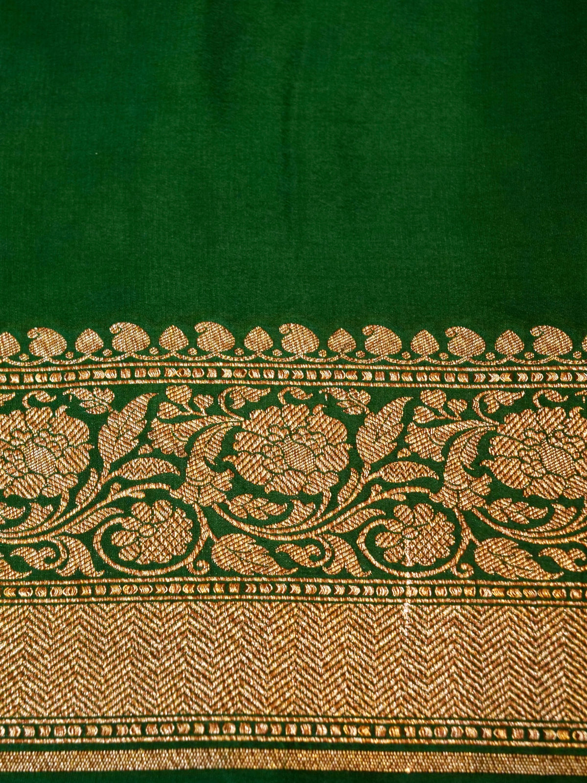 Handwoven Dark Green Banarasi Crepe Georgette Saree