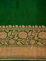 Handwoven Dark Green Banarasi Crepe Georgette Saree