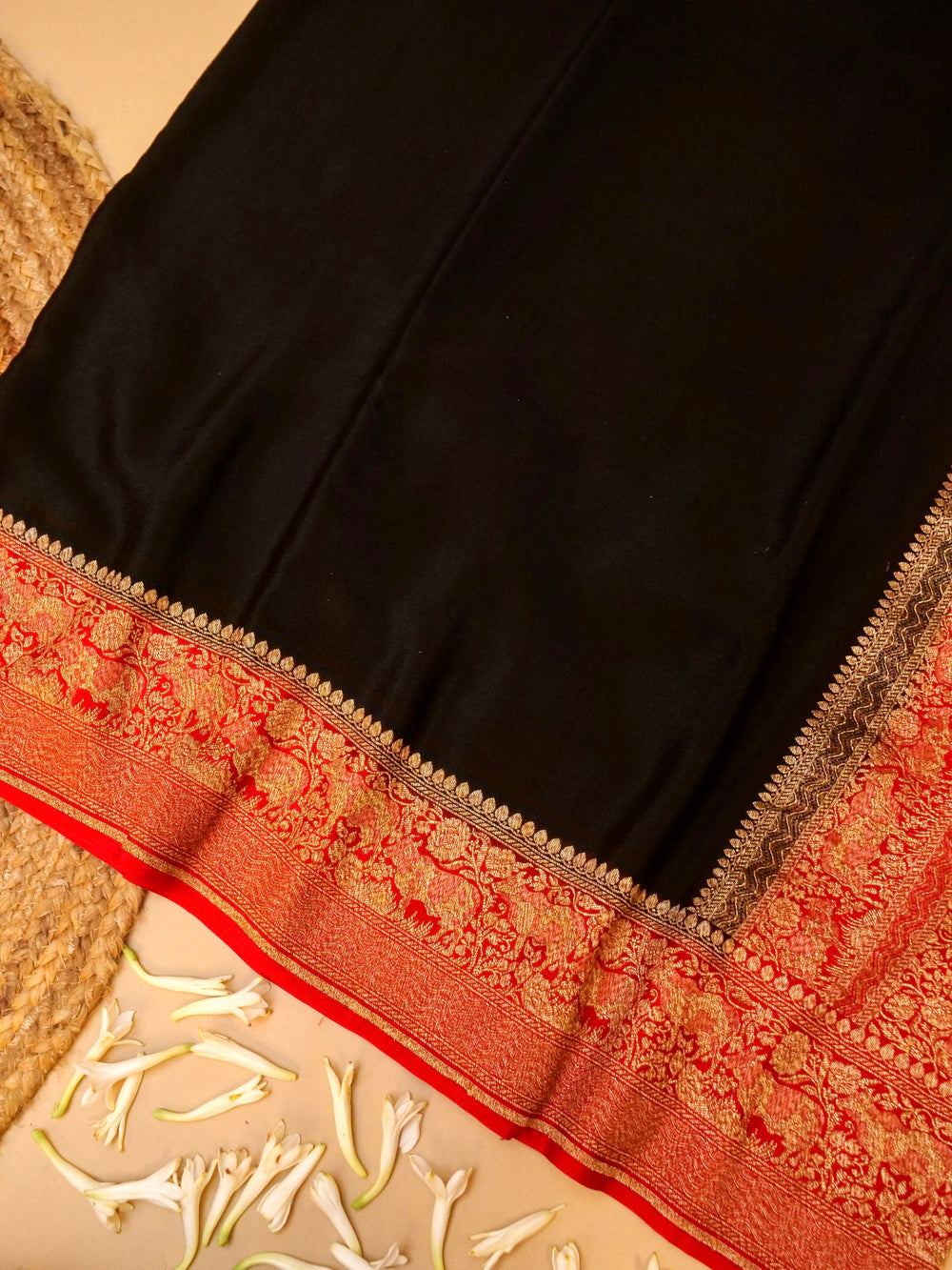 Handwoven Dark Brown Banarasi Crepe Georgette Saree