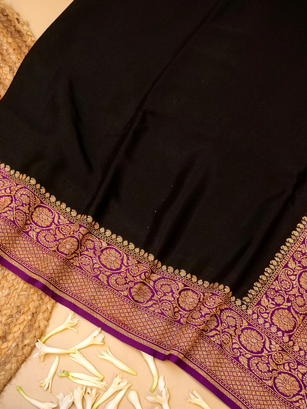 Handwoven Dark Brown Banarasi Crepe Georgette Saree