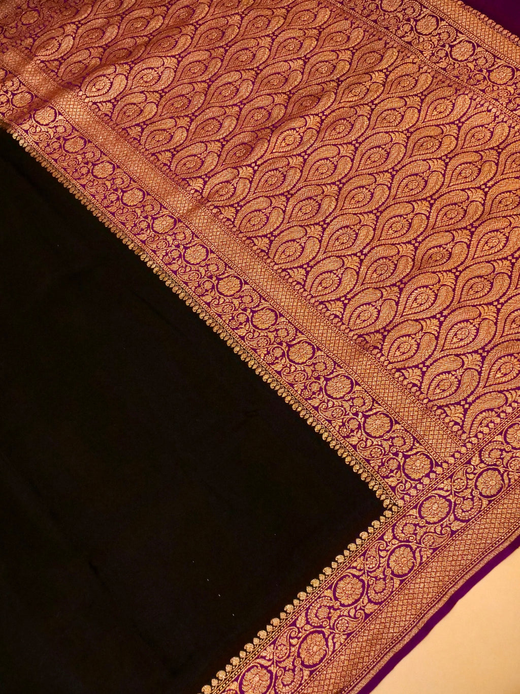 Handwoven Dark Brown Banarasi Crepe Georgette Saree