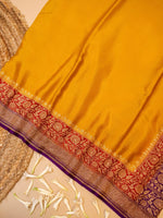 Handwoven Yellow Banarasi Crepe Georgette Saree