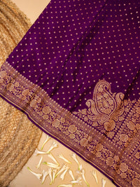 Handwoven Purple Banarasi Crepe Georgette Saree