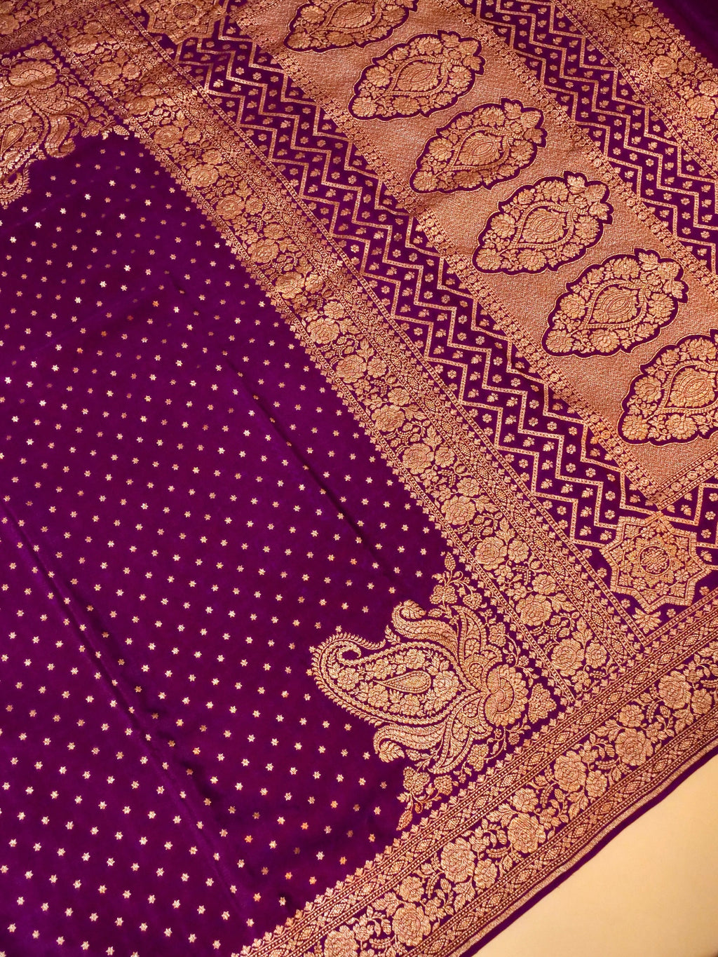 Handwoven Purple Banarasi Crepe Georgette Saree