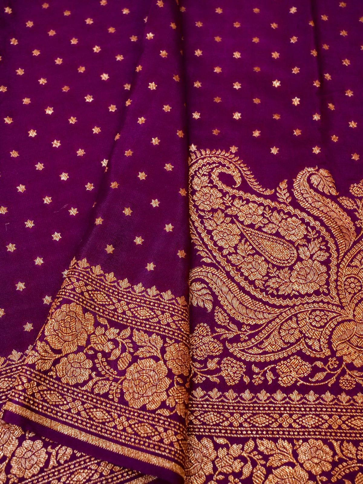 Handwoven Purple Banarasi Crepe Georgette Saree