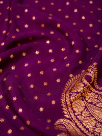 Handwoven Purple Banarasi Crepe Georgette Saree