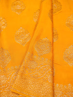 Handwoven Yellow Banarasi Crepe Georgette Saree