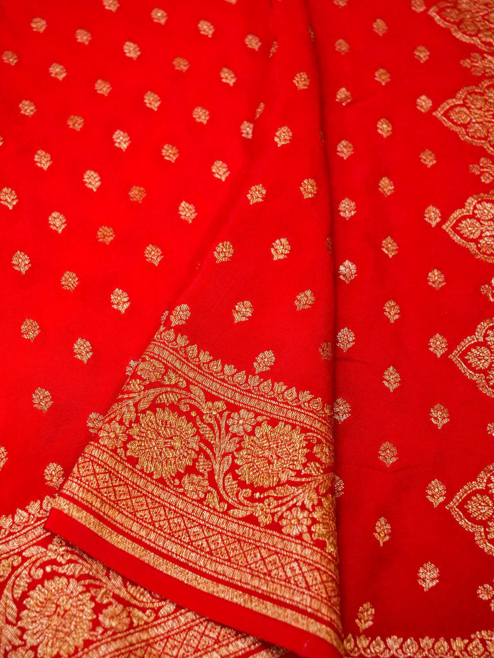 Handwoven Red Banarasi Crepe Georgette Saree