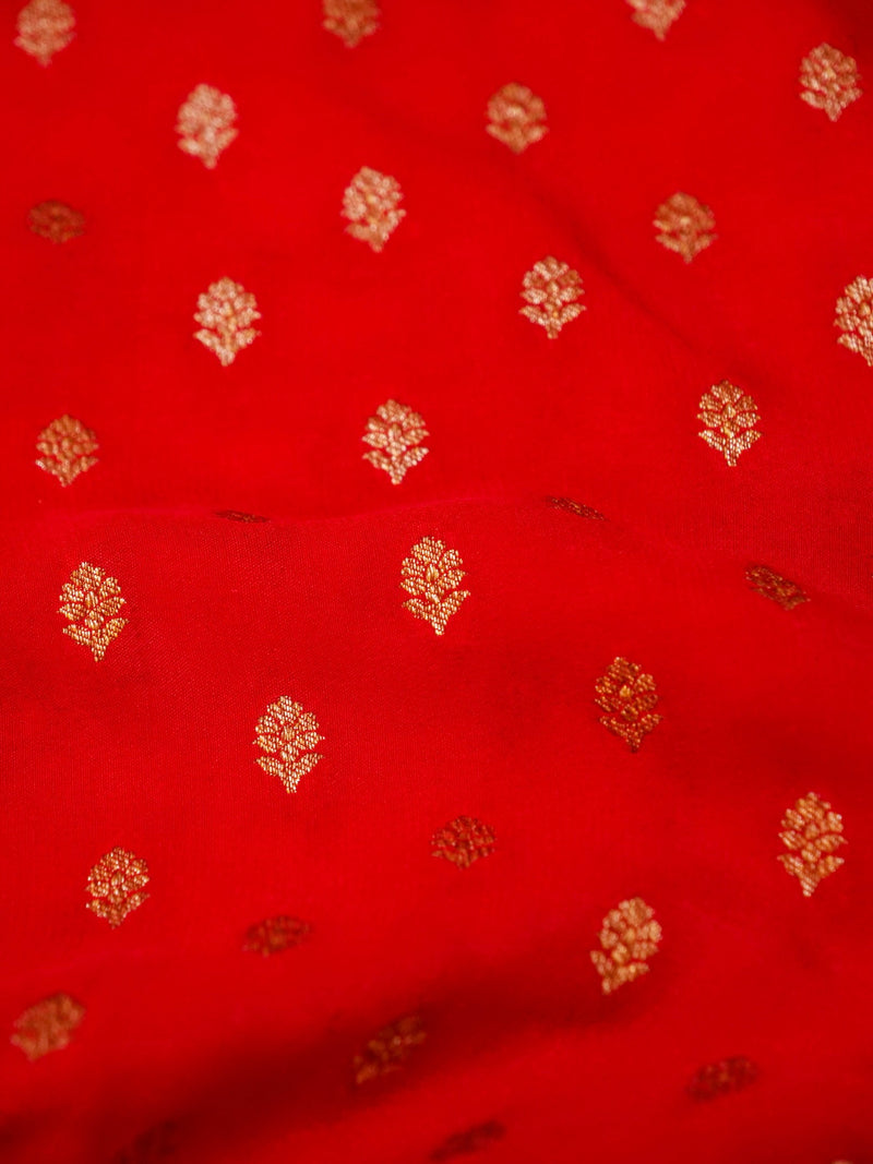 Handwoven Red Banarasi Crepe Georgette Saree