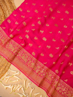 Handwoven Pink Banarasi Motif Crepe Georgette Saree