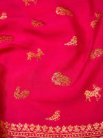 Handwoven Pink Banarasi Motif Crepe Georgette Saree