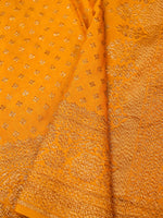 Handwoven Yellow Banarasi Crepe Georgette Saree