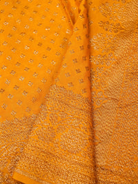 Handwoven Yellow Banarasi Crepe Georgette Saree