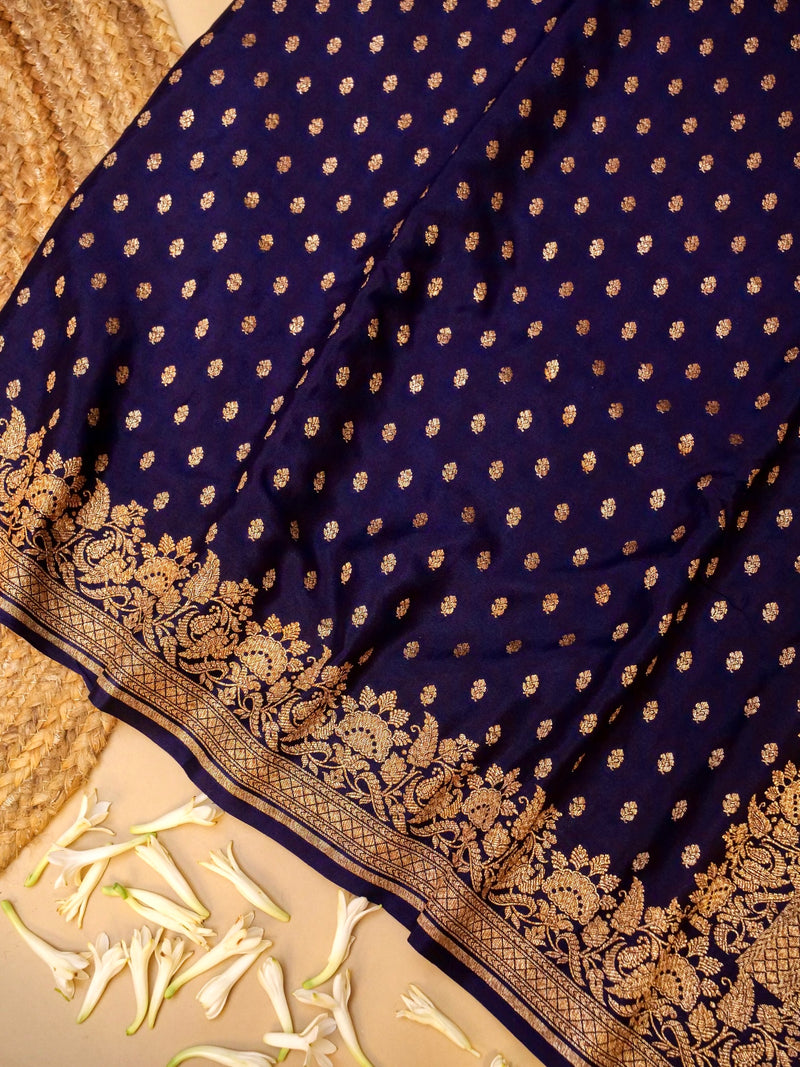 Handwoven Violet  Banarasi Crepe Georgette Saree