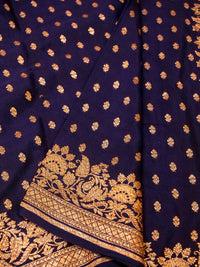 Handwoven Violet  Banarasi Crepe Georgette Saree