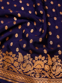 Handwoven Violet  Banarasi Crepe Georgette Saree