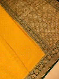 Handwoven Yellow Banarasi Crepe Georgette Saree