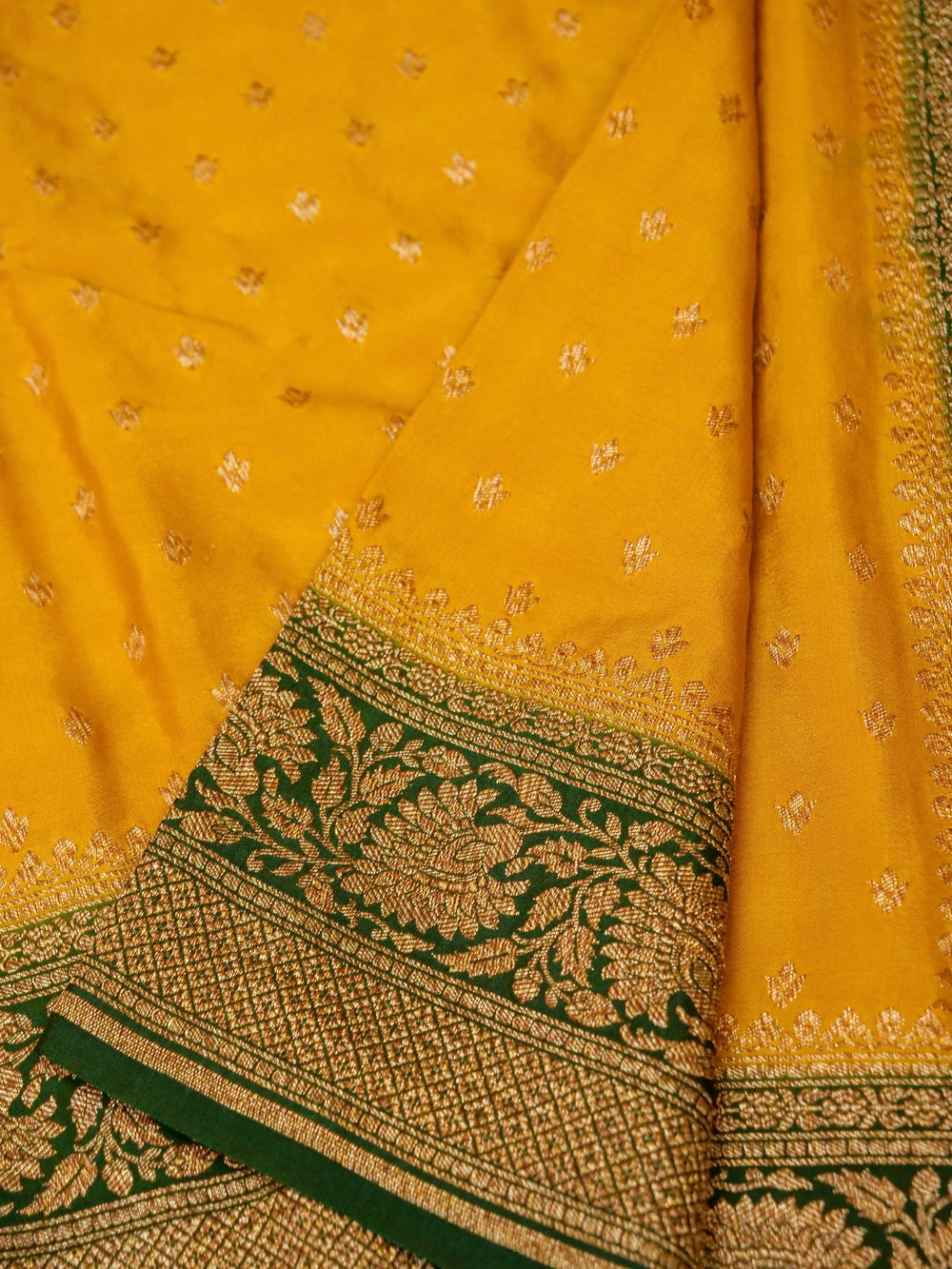 Handwoven Yellow Banarasi Crepe Georgette Saree