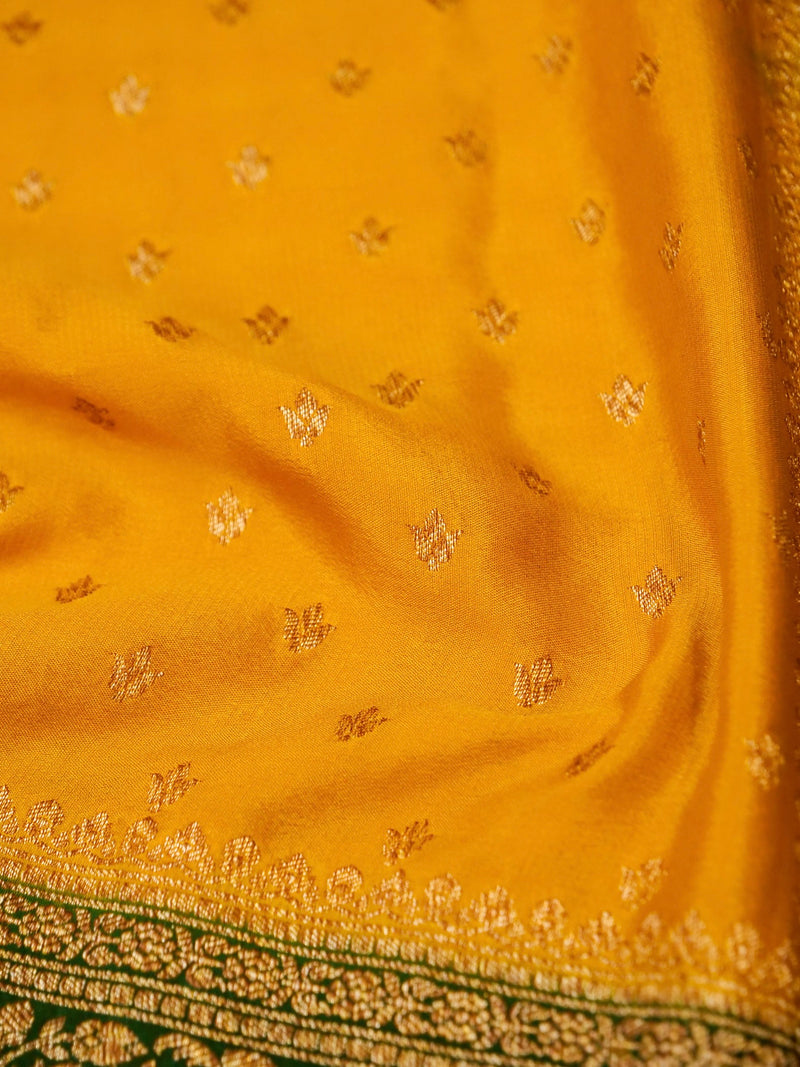 Handwoven Yellow Banarasi Crepe Georgette Saree