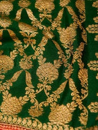 Handwoven Green Banarasi Crepe Georgette Saree