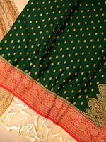 Handwoven Green Banarasi Crepe Georgette Saree