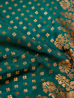 Handwoven Green Banarasi Crepe Georgette Saree