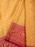 Handwoven Pastel Yellow Banarasi Crepe Georgette Saree