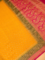 Handwoven Yellow Banarasi Crepe Georgette Saree