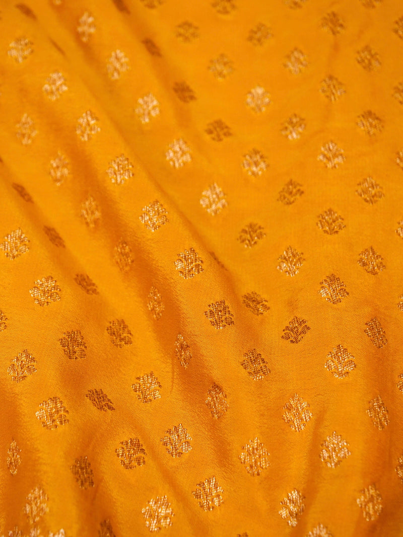 Handwoven Yellow Banarasi Crepe Georgette Saree