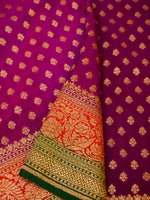 Handwoven Magenta Banarasi Crepe Georgette Saree