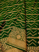 Handwoven Green Banarasi Crepe Georgette Saree