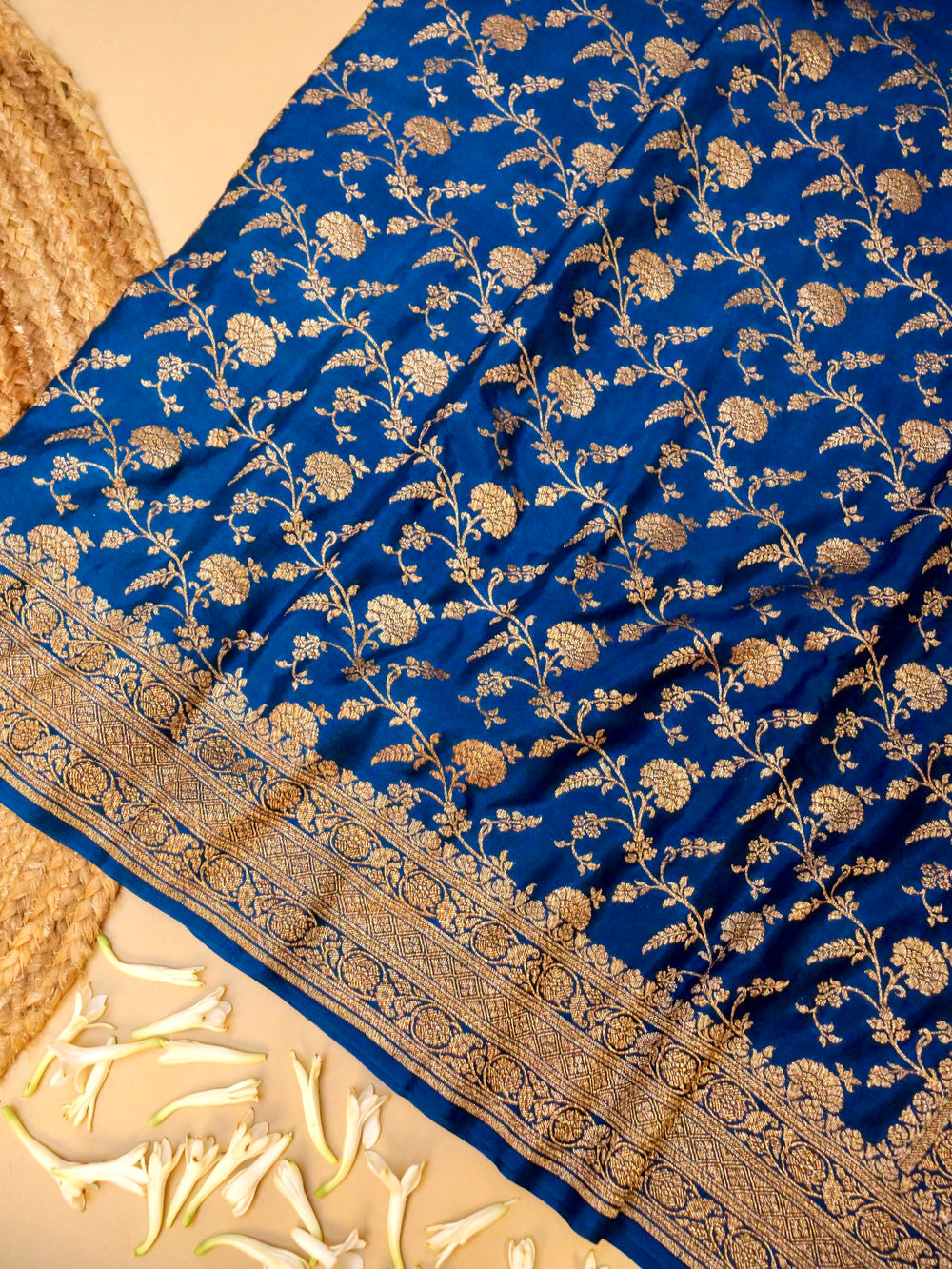 Handwoven Blue Banarasi Crepe Georgette Saree