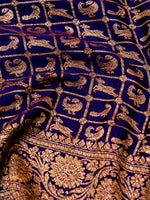 Handwoven violet Banarasi Crape Georgette Saree