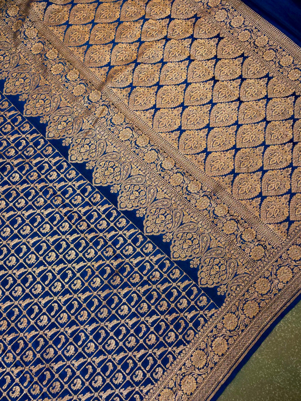 Handwoven Blue Banarasi Crape Georgette Saree