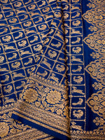 Handwoven Blue Banarasi Crape Georgette Saree