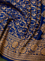 Handwoven Blue Banarasi Crape Georgette Saree