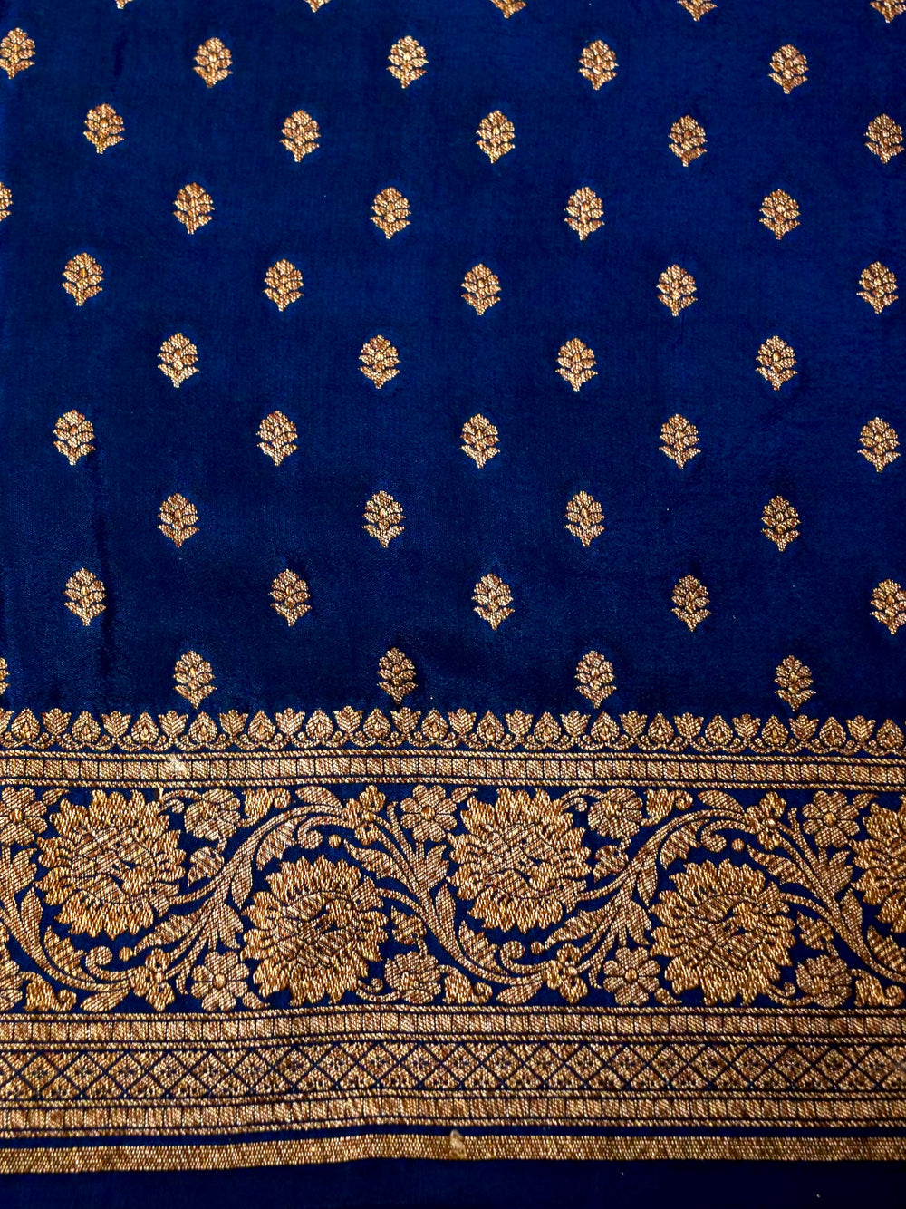 Handwoven Blue Banarasi Crape Georgette Saree